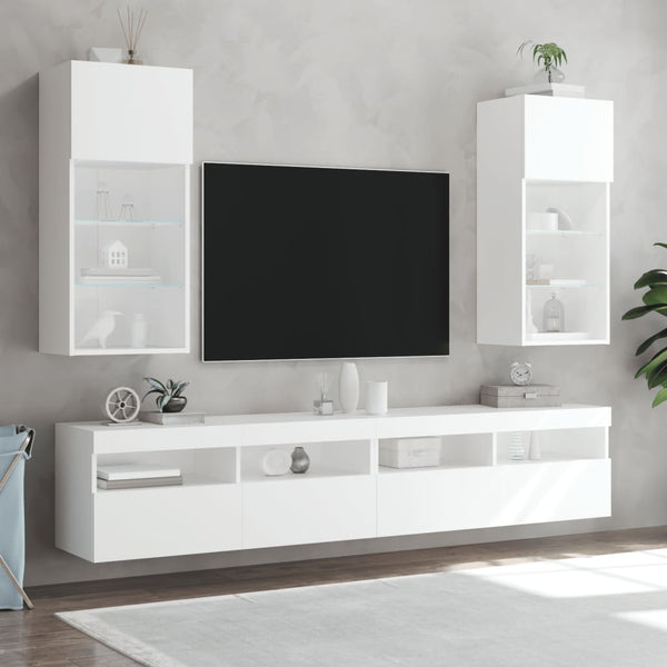 Weißer TV-Schrank mit LED-Beleuchtung Misu 40,5x30x90cm