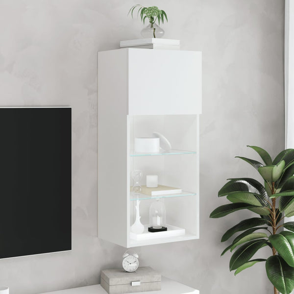 Weißer TV-Schrank mit LED-Beleuchtung Misu 40,5x30x90cm