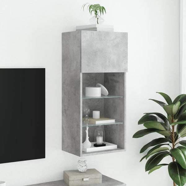 Betongrauer TV-Schrank mit LED-Beleuchtung Misu 40,5x30x90cm