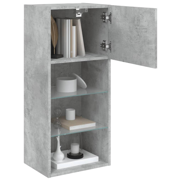 Betongrauer TV-Schrank mit LED-Beleuchtung Misu 40,5x30x90cm
