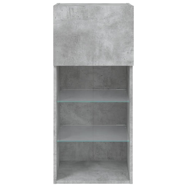 Betongrauer TV-Schrank mit LED-Beleuchtung Misu 40,5x30x90cm