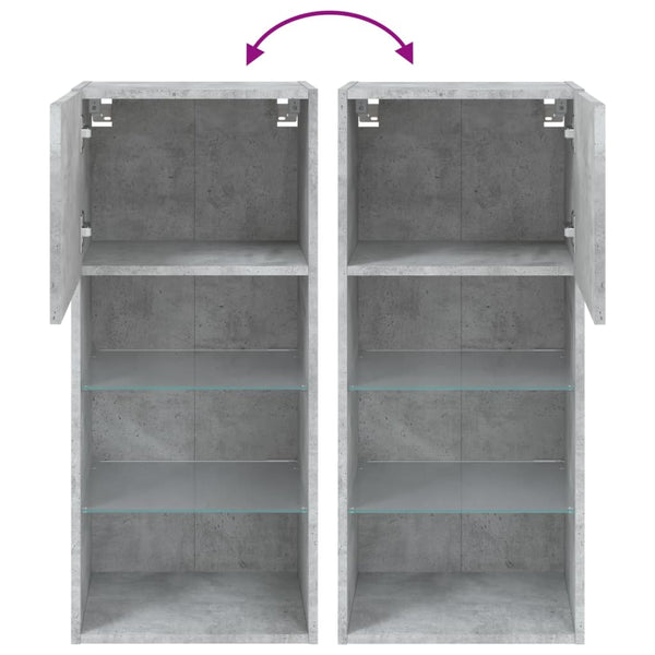 Betongrauer TV-Schrank mit LED-Beleuchtung Misu 40,5x30x90cm