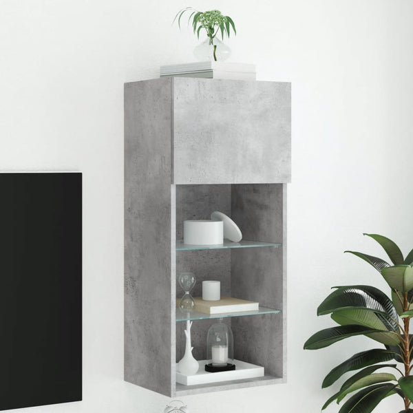 Betongrauer TV-Schrank mit LED-Beleuchtung Misu 40,5x30x90cm