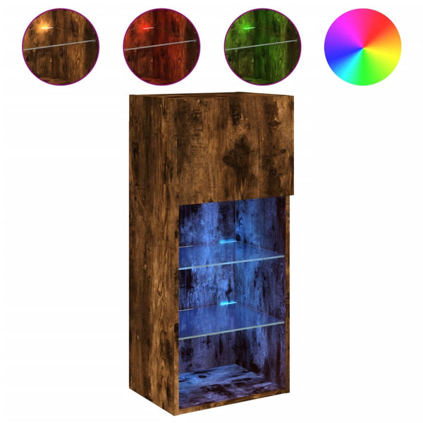 TV-Schrank aus Säuleneiche mit LED-Beleuchtung Misu 40,5x30x90cm