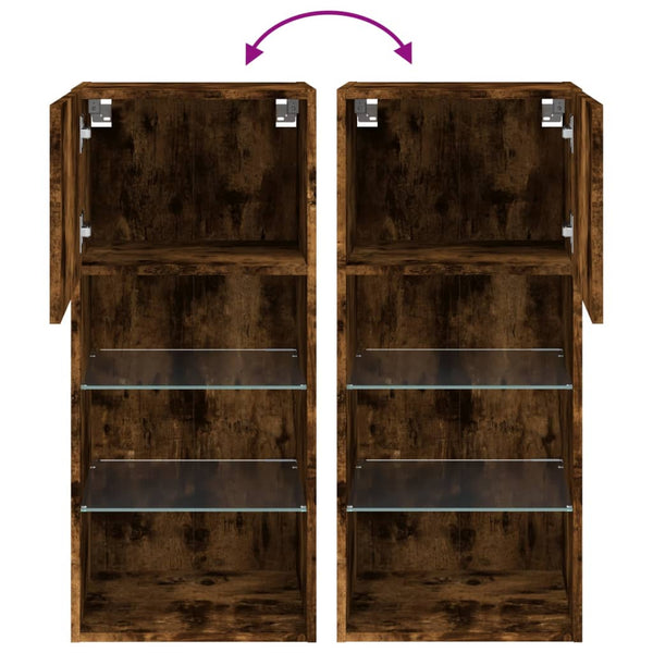 TV-Schrank aus Säuleneiche mit LED-Beleuchtung Misu 40,5x30x90cm