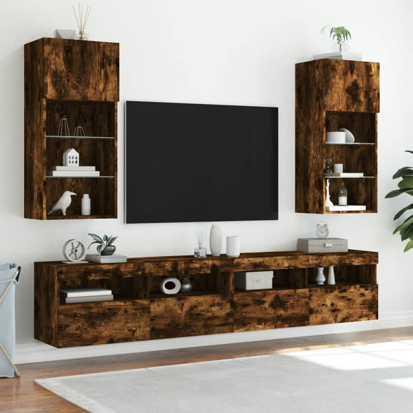 TV-Schrank aus Säuleneiche mit LED-Beleuchtung Misu 40,5x30x90cm