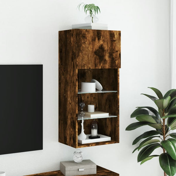 TV-Schrank aus Säuleneiche mit LED-Beleuchtung Misu 40,5x30x90cm