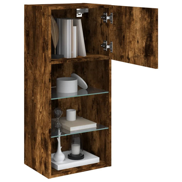 TV-Schrank aus Säuleneiche mit LED-Beleuchtung Misu 40,5x30x90cm