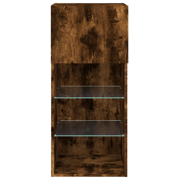 TV-Schrank aus Säuleneiche mit LED-Beleuchtung Misu 40,5x30x90cm