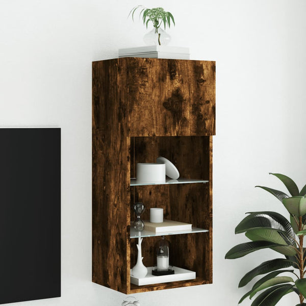 TV-Schrank aus Säuleneiche mit LED-Beleuchtung Misu 40,5x30x90cm