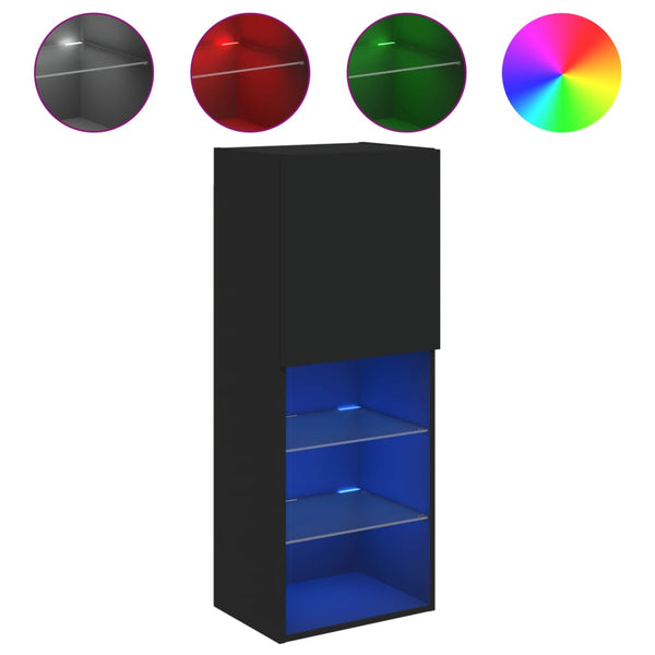 Schwarzer TV-Schrank mit LED-Beleuchtung Misu 40,5x30x102cm