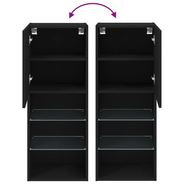 Schwarzer TV-Schrank mit LED-Beleuchtung Misu 40,5x30x102cm
