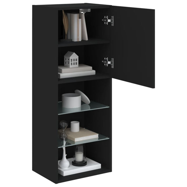 Schwarzer TV-Schrank mit LED-Beleuchtung Misu 40,5x30x102cm