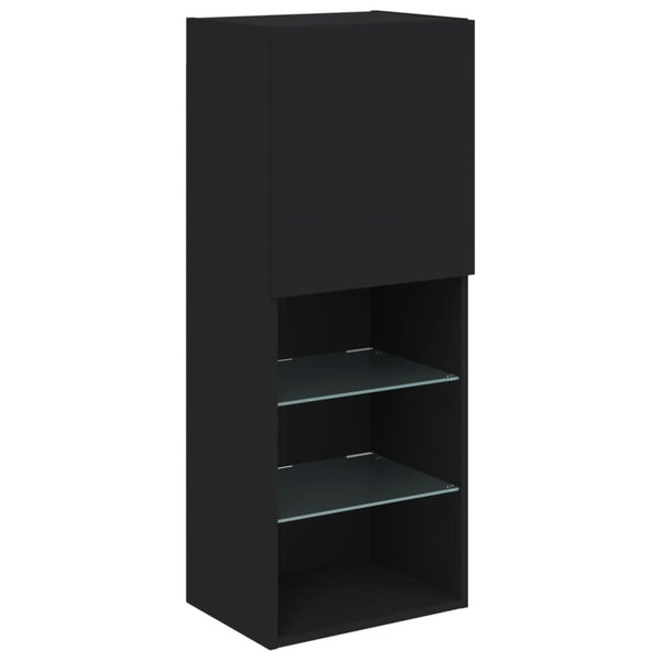 Schwarzer TV-Schrank mit LED-Beleuchtung Misu 40,5x30x102cm
