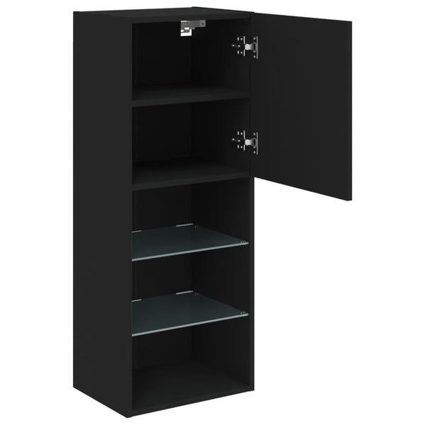 Schwarzer TV-Schrank mit LED-Beleuchtung Misu 40,5x30x102cm