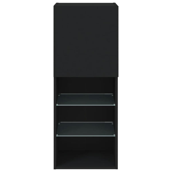 Schwarzer TV-Schrank mit LED-Beleuchtung Misu 40,5x30x102cm