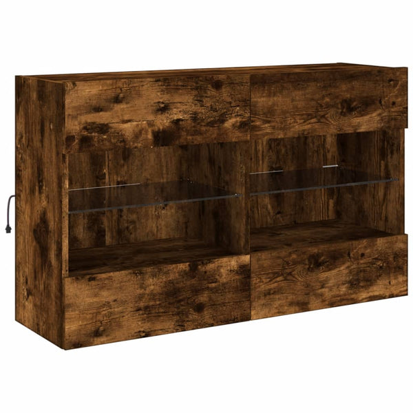 Räuchereiche TV-Wandschrank Francisqui 98,5x30x60,5cm (mit LED-Beleuchtung)