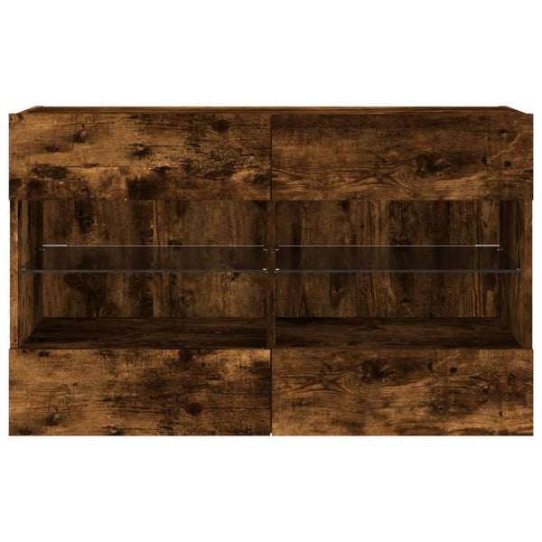 Räuchereiche TV-Wandschrank Francisqui 98,5x30x60,5cm (mit LED-Beleuchtung)