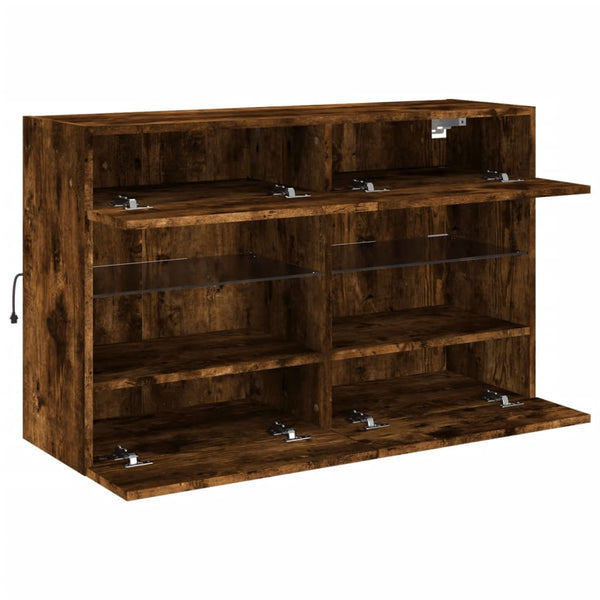 Räuchereiche TV-Wandschrank Francisqui 98,5x30x60,5cm (mit LED-Beleuchtung)