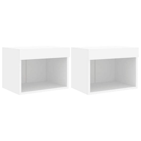Weiße Nachttische mit LED-Beleuchtung zur Wandmontage Vladislava (2er-Set)