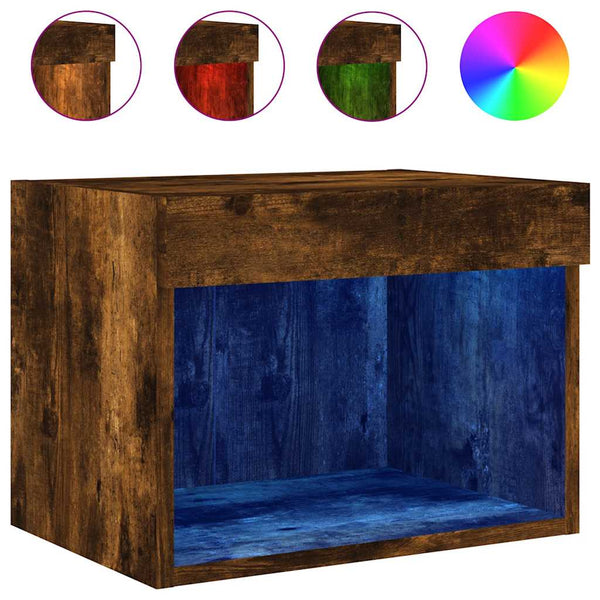 Wandmontierbarer Nachttisch aus Räuchereiche mit LED-Beleuchtung Vladislava
