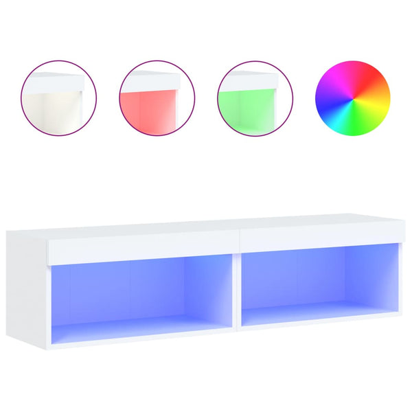 Weißer TV-Unterschrank mit LED-Beleuchtung Vladislava 60x30x30cm (2 Stück)
