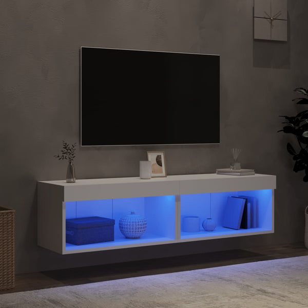 Weißer TV-Unterschrank mit LED-Beleuchtung Vladislava 60x30x30cm (2 Stück)