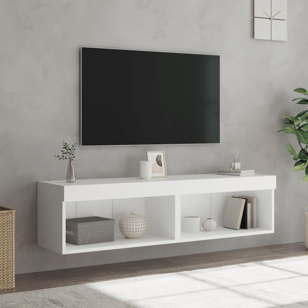 Weißer TV-Unterschrank mit LED-Beleuchtung Vladislava 60x30x30cm (2 Stück)