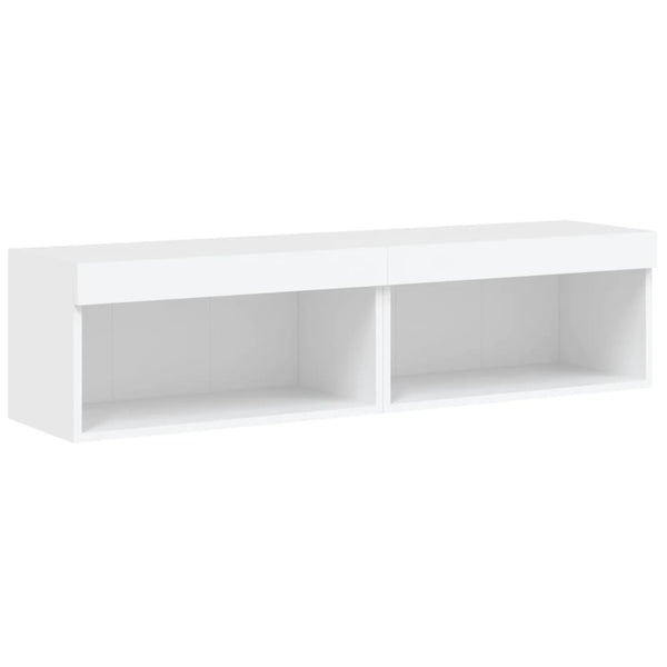 Weißer TV-Unterschrank mit LED-Beleuchtung Vladislava 60x30x30cm (2 Stück)