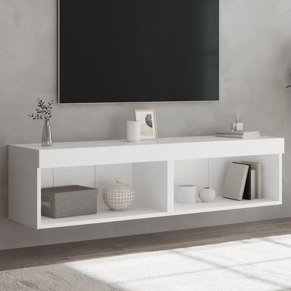 Weißer TV-Unterschrank mit LED-Beleuchtung Vladislava 60x30x30cm (2 Stück)