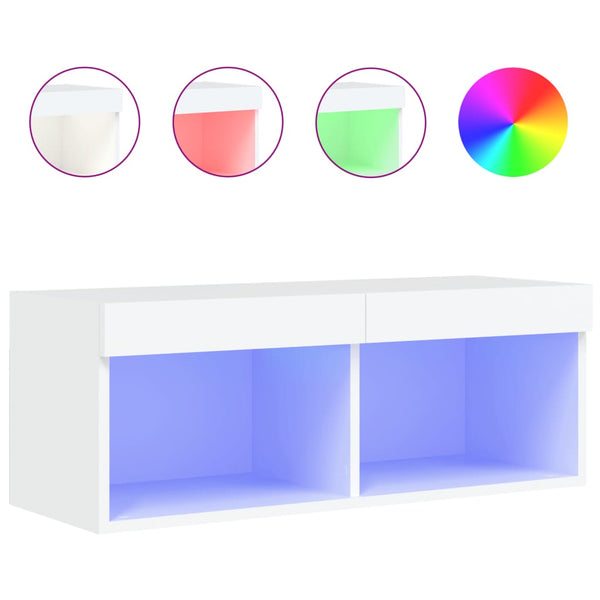 Weißes TV-Lowboard mit LED-Beleuchtung Vladislava 80x30x30cm