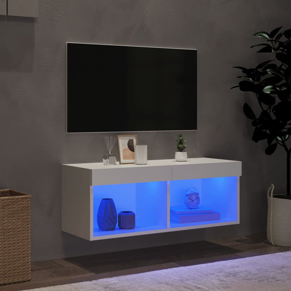 Weißes TV-Lowboard mit LED-Beleuchtung Vladislava 80x30x30cm