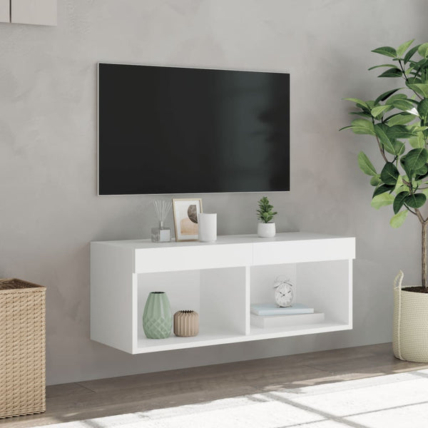 Weißes TV-Lowboard mit LED-Beleuchtung Vladislava 80x30x30cm