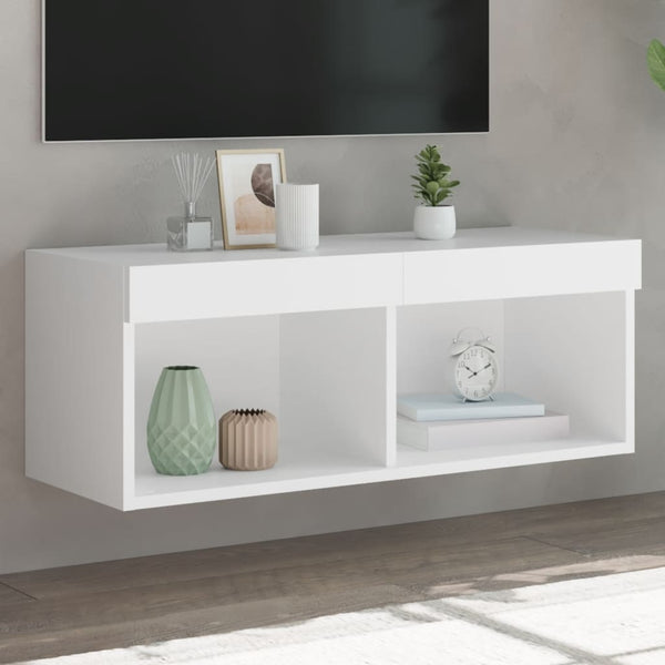 Weißes TV-Lowboard mit LED-Beleuchtung Vladislava 80x30x30cm