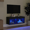 Musta tv-taso led-valoilla Vladislava 80x30x30cm