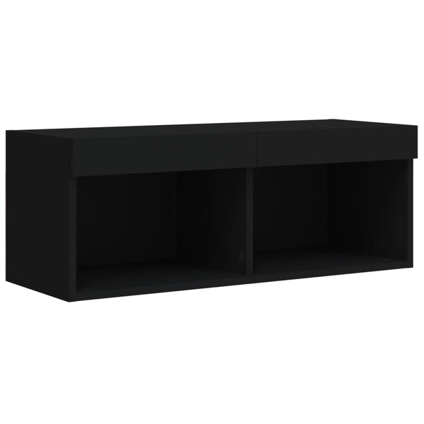 Musta tv-taso led-valoilla Vladislava 80x30x30cm