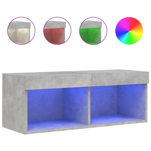 Betongraues TV-Board mit LED-Beleuchtung Vladislava 80x30x30cm