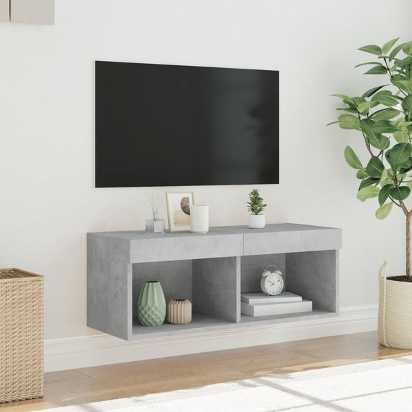 Betongraues TV-Board mit LED-Beleuchtung Vladislava 80x30x30cm
