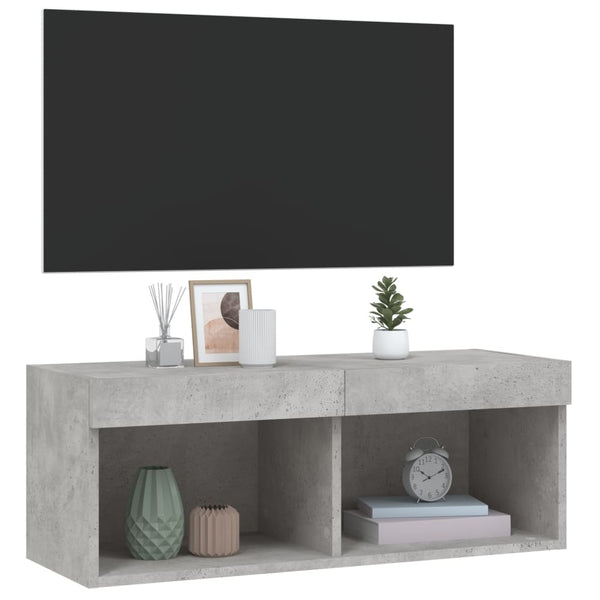 Betongraues TV-Board mit LED-Beleuchtung Vladislava 80x30x30cm