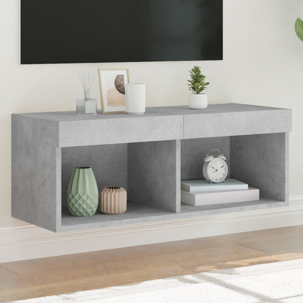 Betongraues TV-Board mit LED-Beleuchtung Vladislava 80x30x30cm