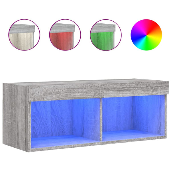 TV-Unterschrank Vladislava mit LED-Beleuchtung 80x30x30cm (Sonoma)
