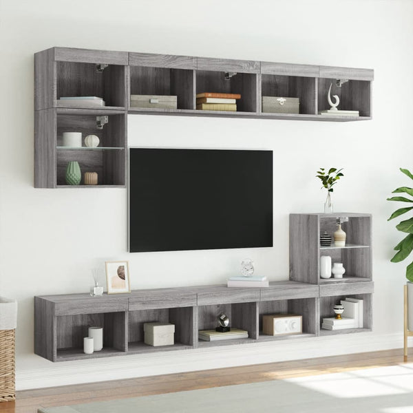 TV-Unterschrank Vladislava mit LED-Beleuchtung 80x30x30cm (Sonoma)