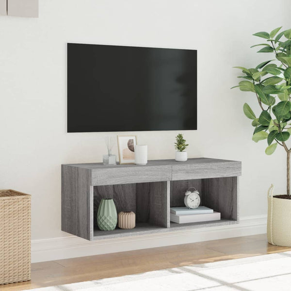 TV-Unterschrank Vladislava mit LED-Beleuchtung 80x30x30cm (Sonoma)
