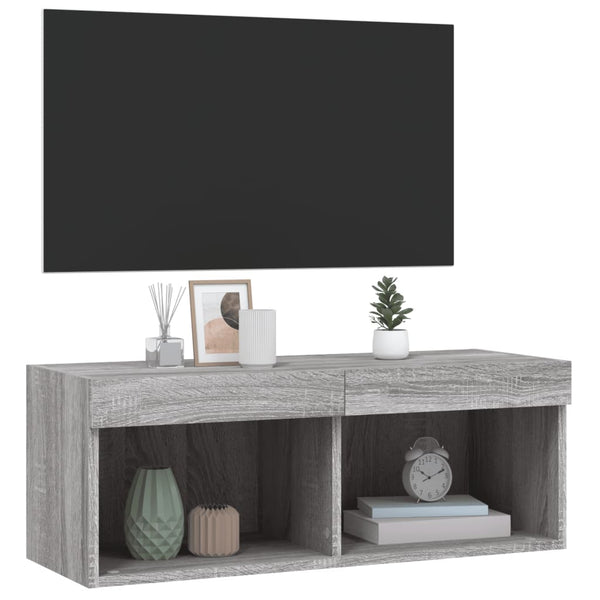 TV-Unterschrank Vladislava mit LED-Beleuchtung 80x30x30cm (Sonoma)