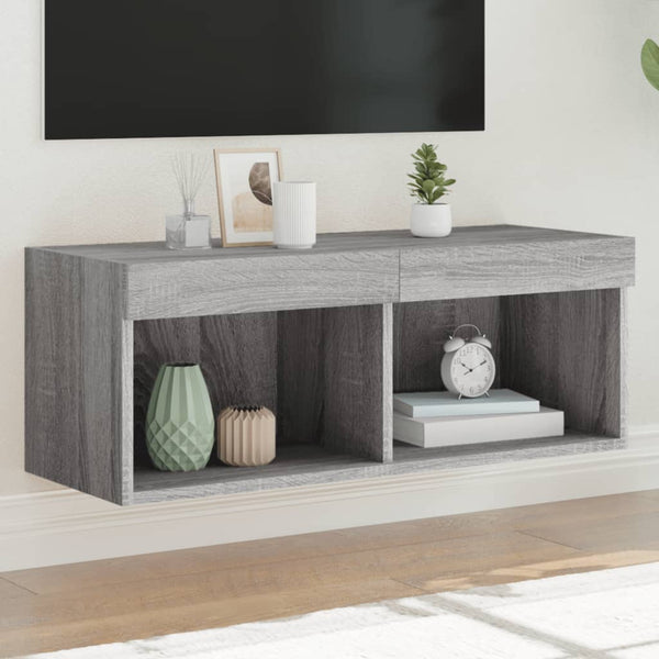 TV-Unterschrank Vladislava mit LED-Beleuchtung 80x30x30cm (Sonoma)