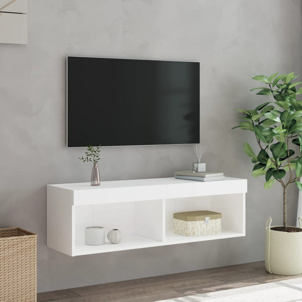 Weißer TV-Unterschrank mit LED-Beleuchtung Vladislava 100x30x30cm