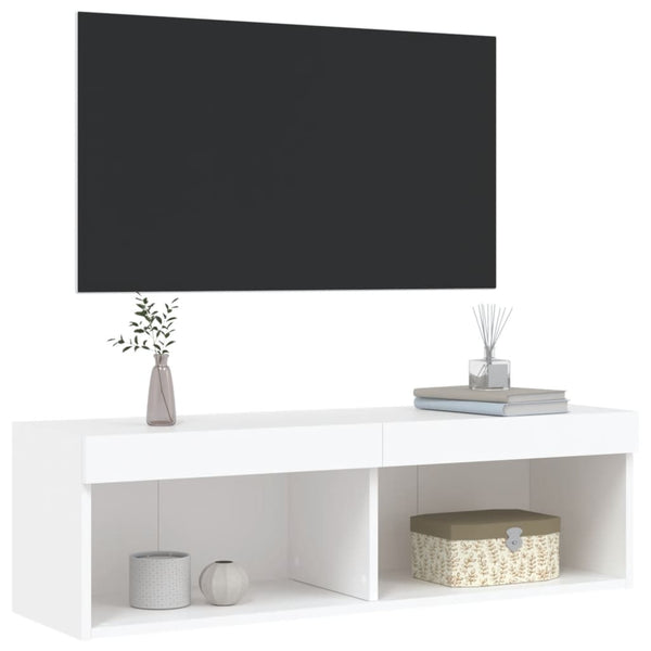 Weißer TV-Unterschrank mit LED-Beleuchtung Vladislava 100x30x30cm