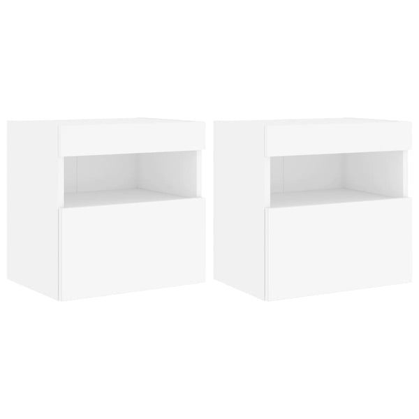 Weiße TV-Wandschränke mit LED-Beleuchtung Manceva 40x30x40cm (2 Stk.)
