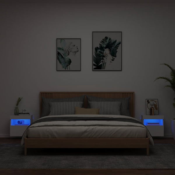Weiße TV-Wandschränke mit LED-Beleuchtung Manceva 40x30x40cm (2 Stk.)