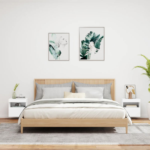 Weiße TV-Wandschränke mit LED-Beleuchtung Manceva 40x30x40cm (2 Stk.)